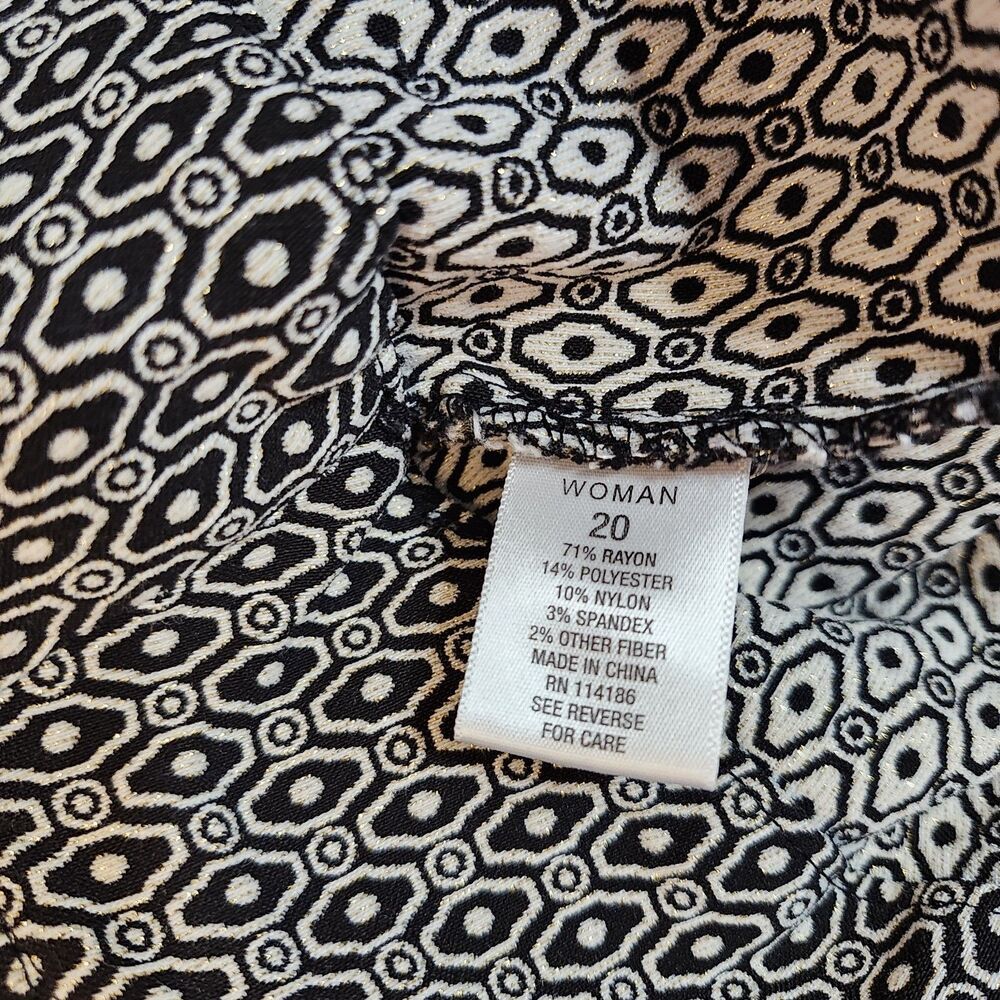 Roz & Ali Womens Pull On Dress Pants Size 20 Black White Geometric Career - Picture 11 of 12